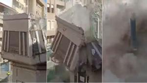 Vídeo: impactantes imágenes del derrumbe de la fachada de un edificio en Castellón