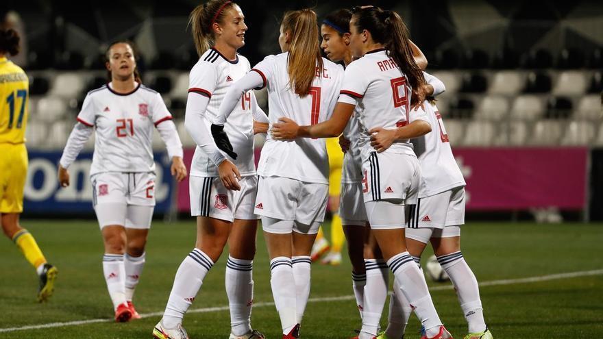 Las jugadoras de la selección española de fútbol, durante un partido.