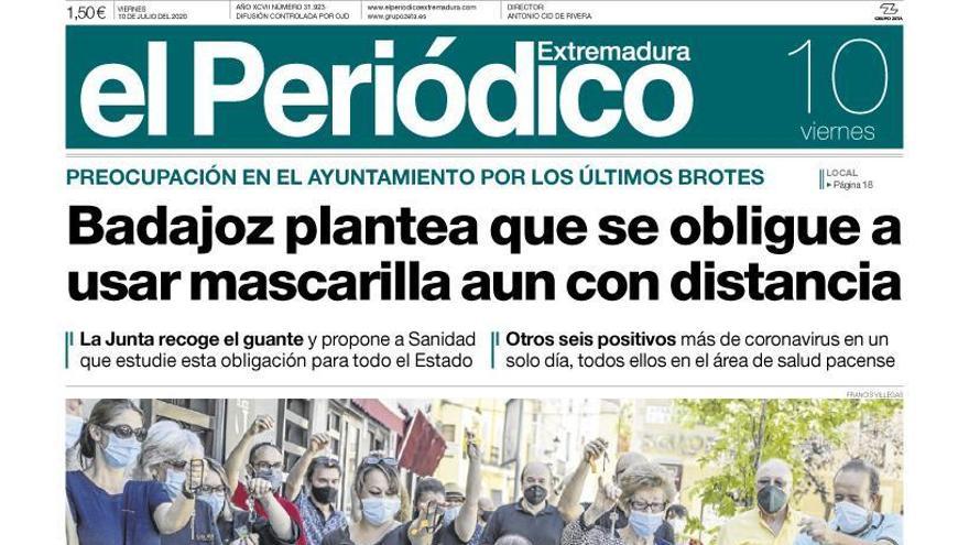 Esta es la portada de EL PERIÓDICO EXTREMADURA correspondiente al día 10 de julio del 2020