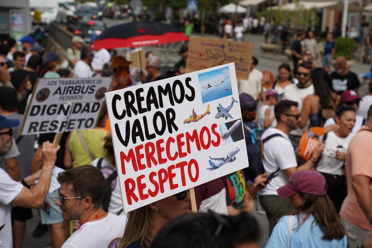 Las imágenes de la manifestación de Airbus en Sevilla