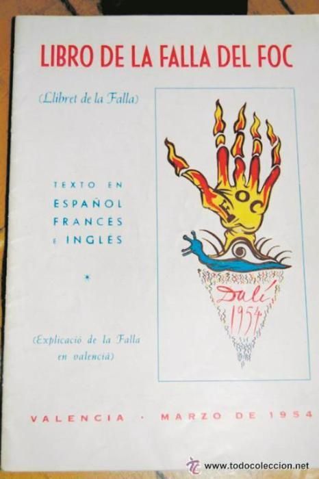 Portada del llibret de la Falla del Foc del 1954, amb una il·lustració de Salvador Dalí