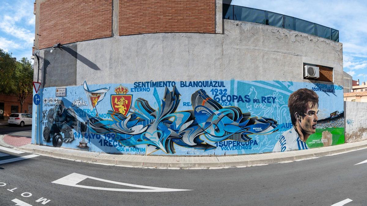 El mural de Barok en apoyo al Real Zaragoza
