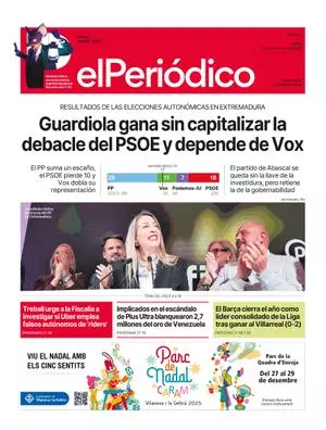 La portada de EL PERIÓDICO del 22 de diciembre de 2025