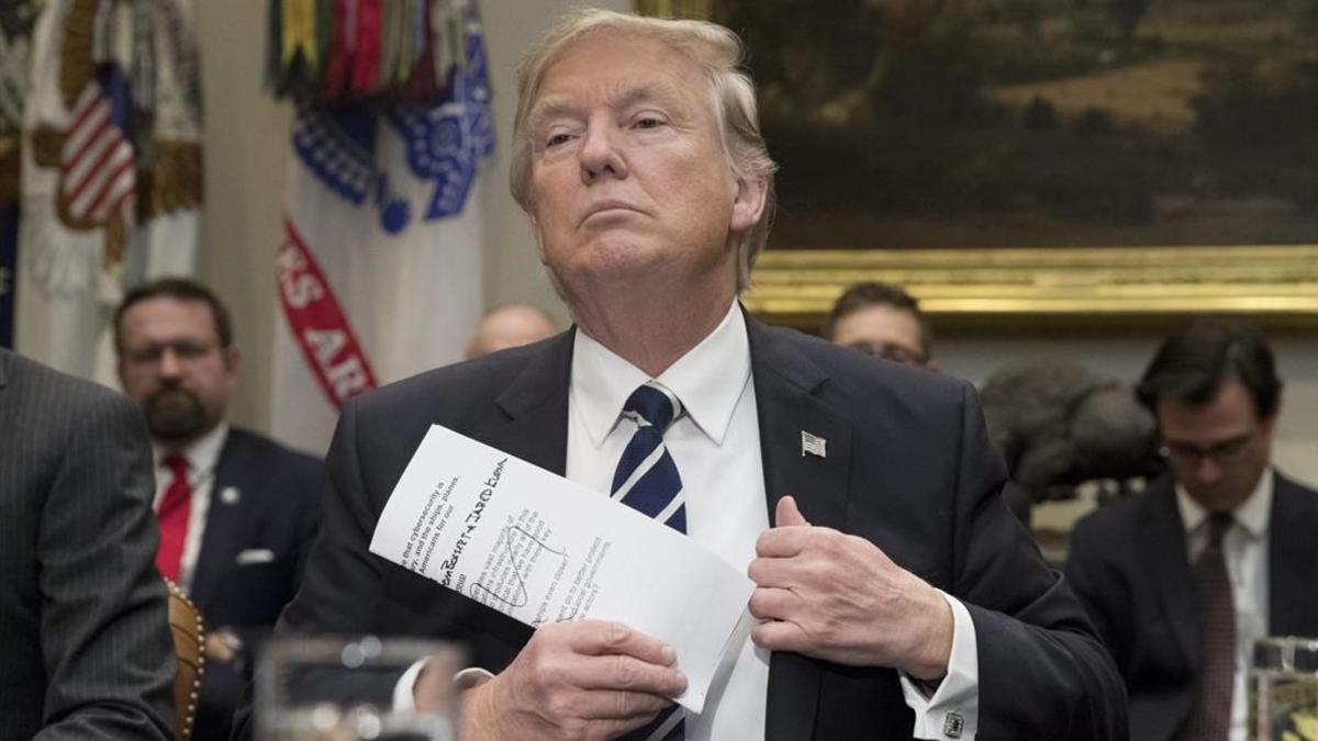 El presidente de Estados Unidos, Donald Trump, durante una reunión en la Sala Roosevelt de la Casa Blanca en Washington