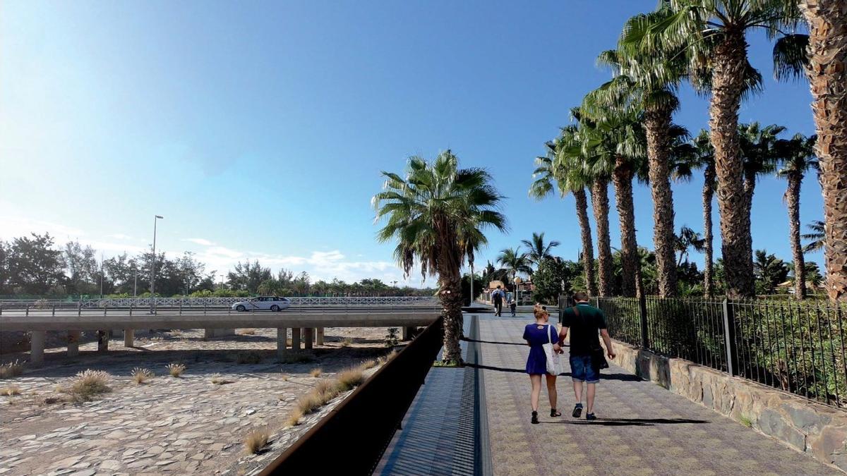 Infografía de la rehabilitación del barranco de Maspalomas.