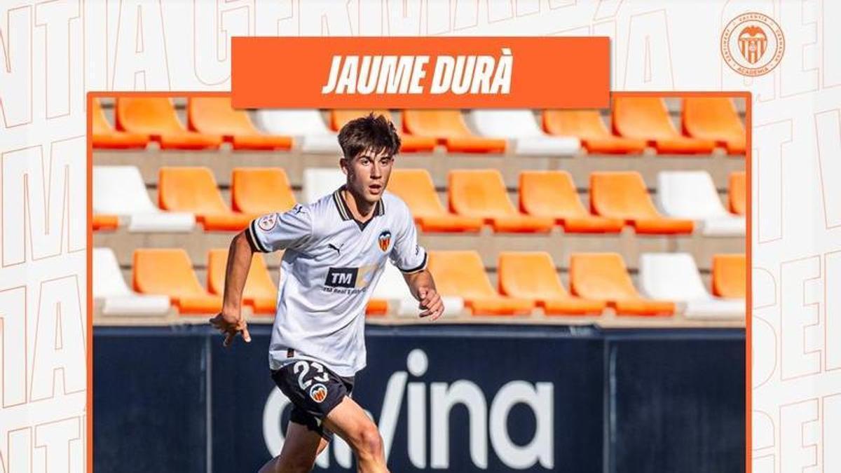 Jaume Durà es internacional Sub16 y ya ha jugado ya con el Valencia Mestalla