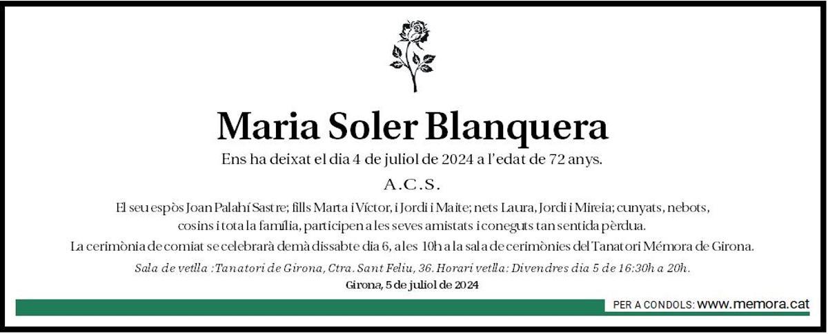 Maria Soler Blanquera.
