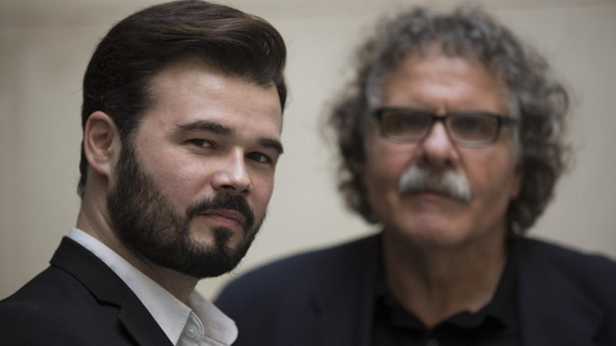 Gabriel Rufián y Joan Tardà, el sábado, en la sede de ERC.