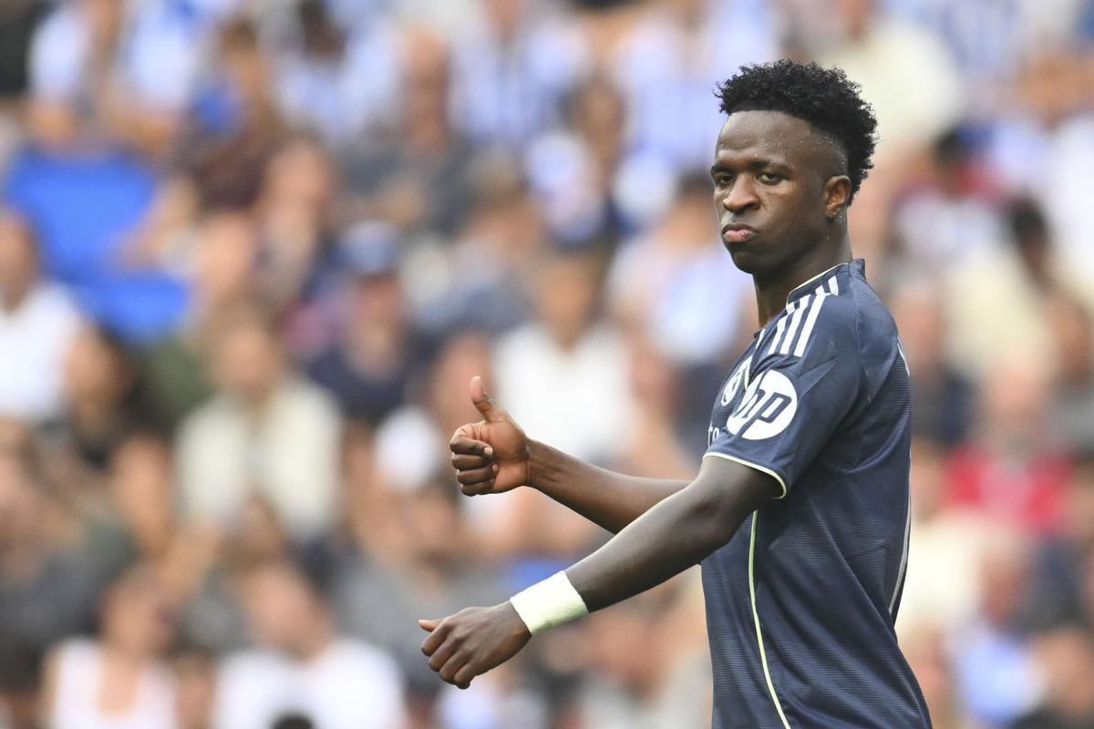 Vinicius, jugador del Real Madrid, durante el partido contra la Real Sociedad.