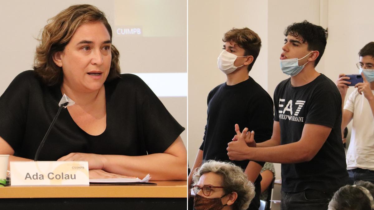 Ada Colau, increpada durante la presentación del informe ’Habitatge en temps de pandèmia’.