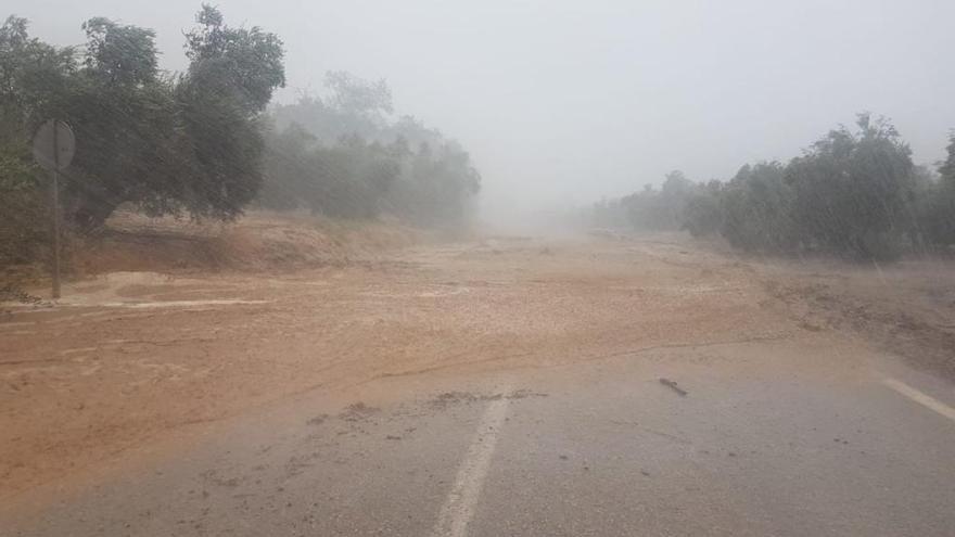 La intensa tormenta también ha afectado a las red de comunicaciones de la Serranía, como muestra esta imagen de la carretera que une Ronda y Cuevas Bajas