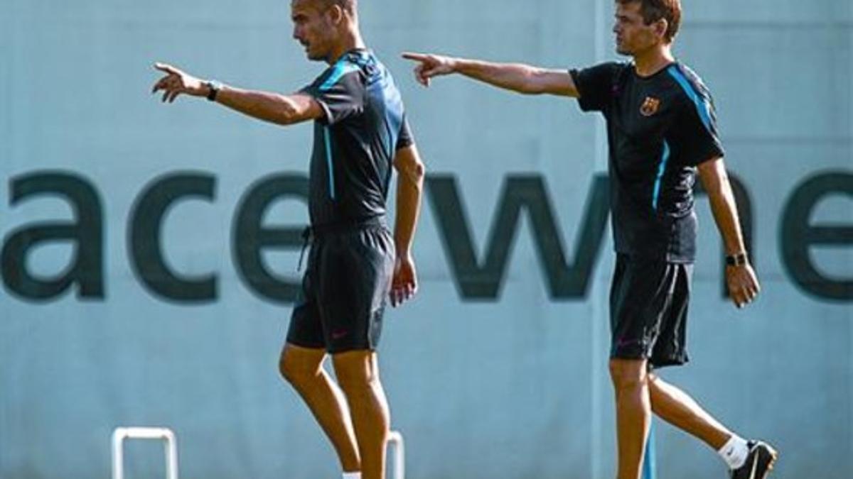 Compenetrados 8Guardiola y Vilanova, en un entrenamiento.