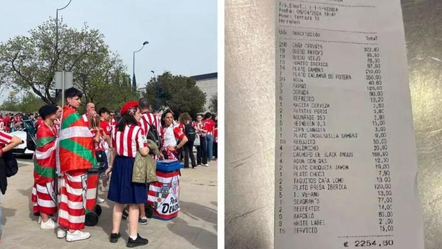 La sorprendente factura de un grupo de aficionados del Athletic en Sevilla
