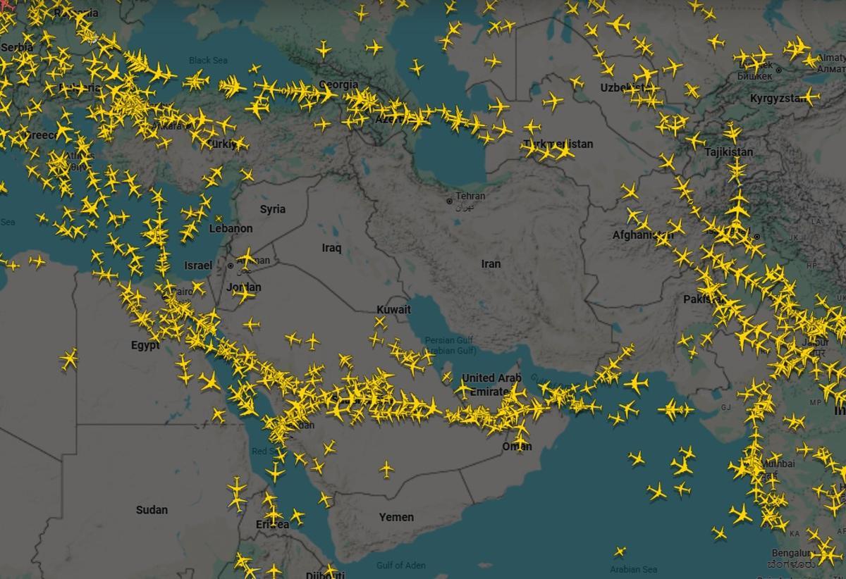 Cierre de espacio aéreo en Medio Oriente.