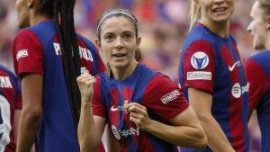 Aitana Bonmatí celebrando su gol en la final de la Champions