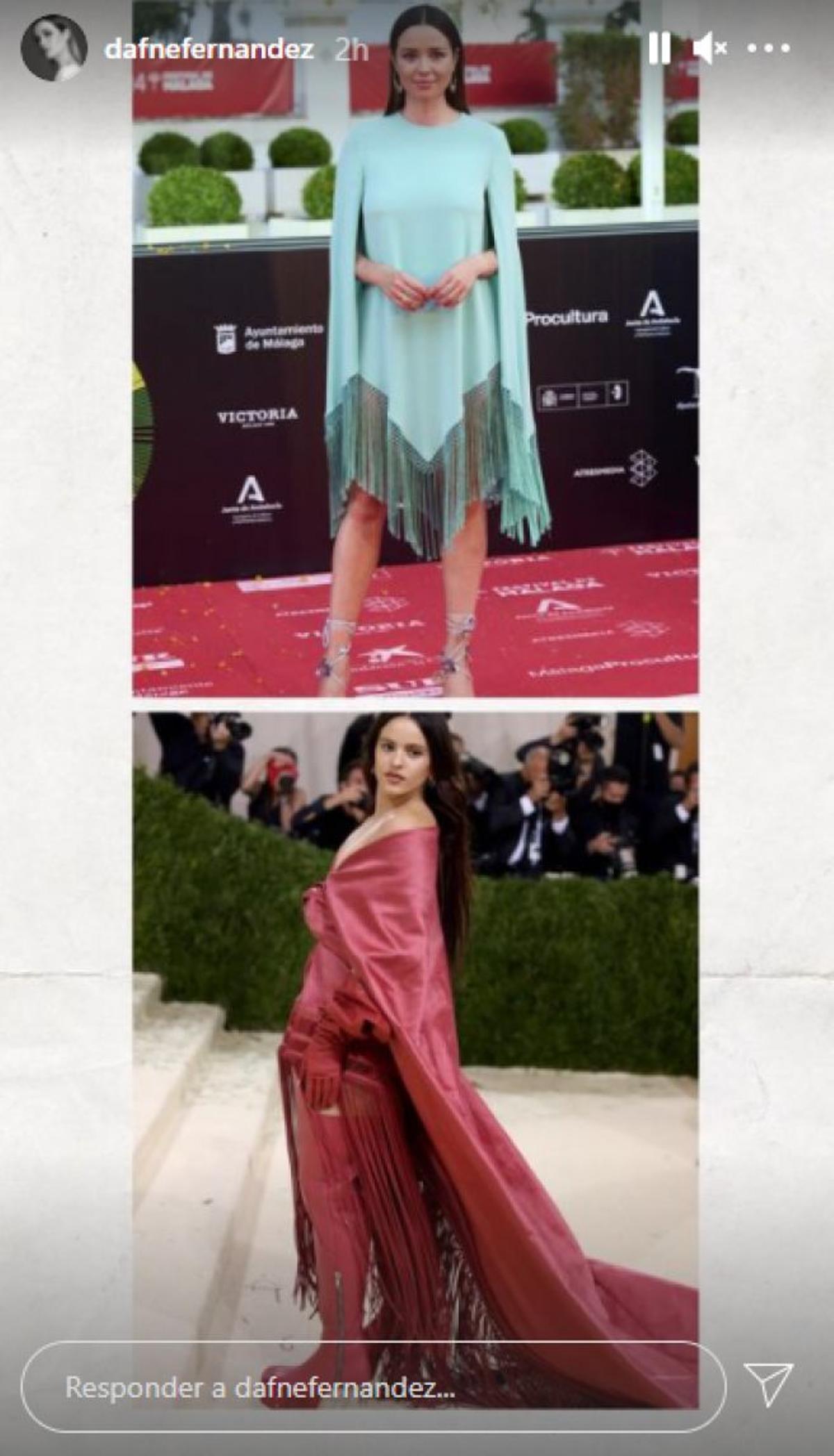 Dafne Fernández compara su vestido con el de Rosalía