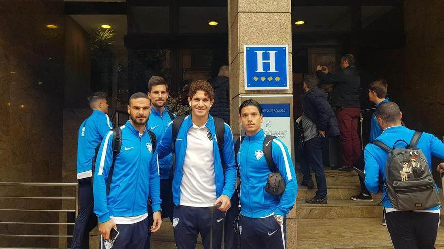 Lombán, Adrián, Blanco Leschuk y Renato, en el hotel de Oviedo.