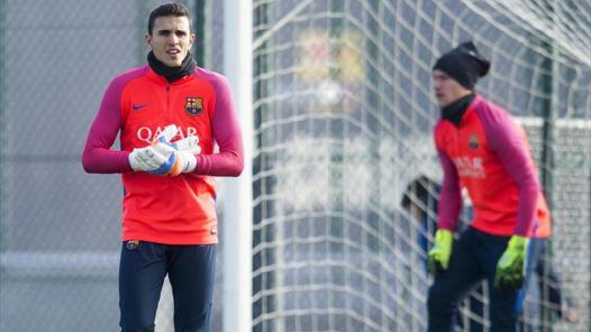 Jordi Masip, en un entrenamiento con el Barcelona.