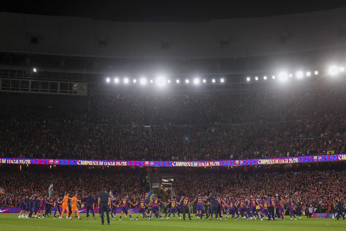 Así celebró el Barça de Hansi Flick en el Spotify Camp Nou