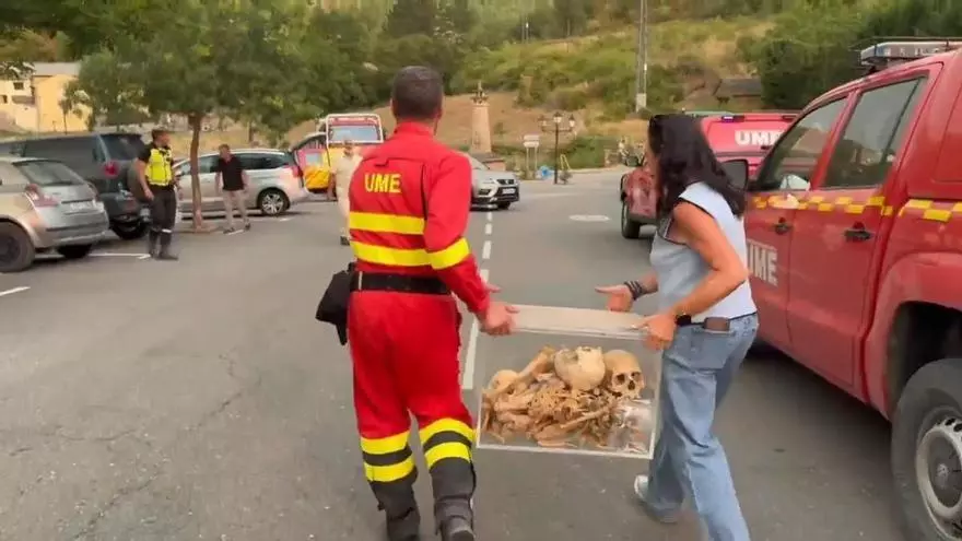Vídeo | Así fue el traslado de los bienes del Monasterio de San Juan de la Peña por la amenaza del incendio de La Peña