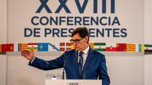 El president de la Generalitat, Salvador Illa, tras la reunión de la Conferencia de Presidentes.