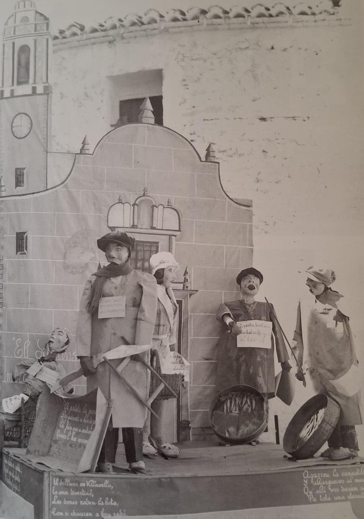 La falla que se plantó en este pueblo de Castellón en el año 1944, con el lema 'Mare meua, la pastera'.