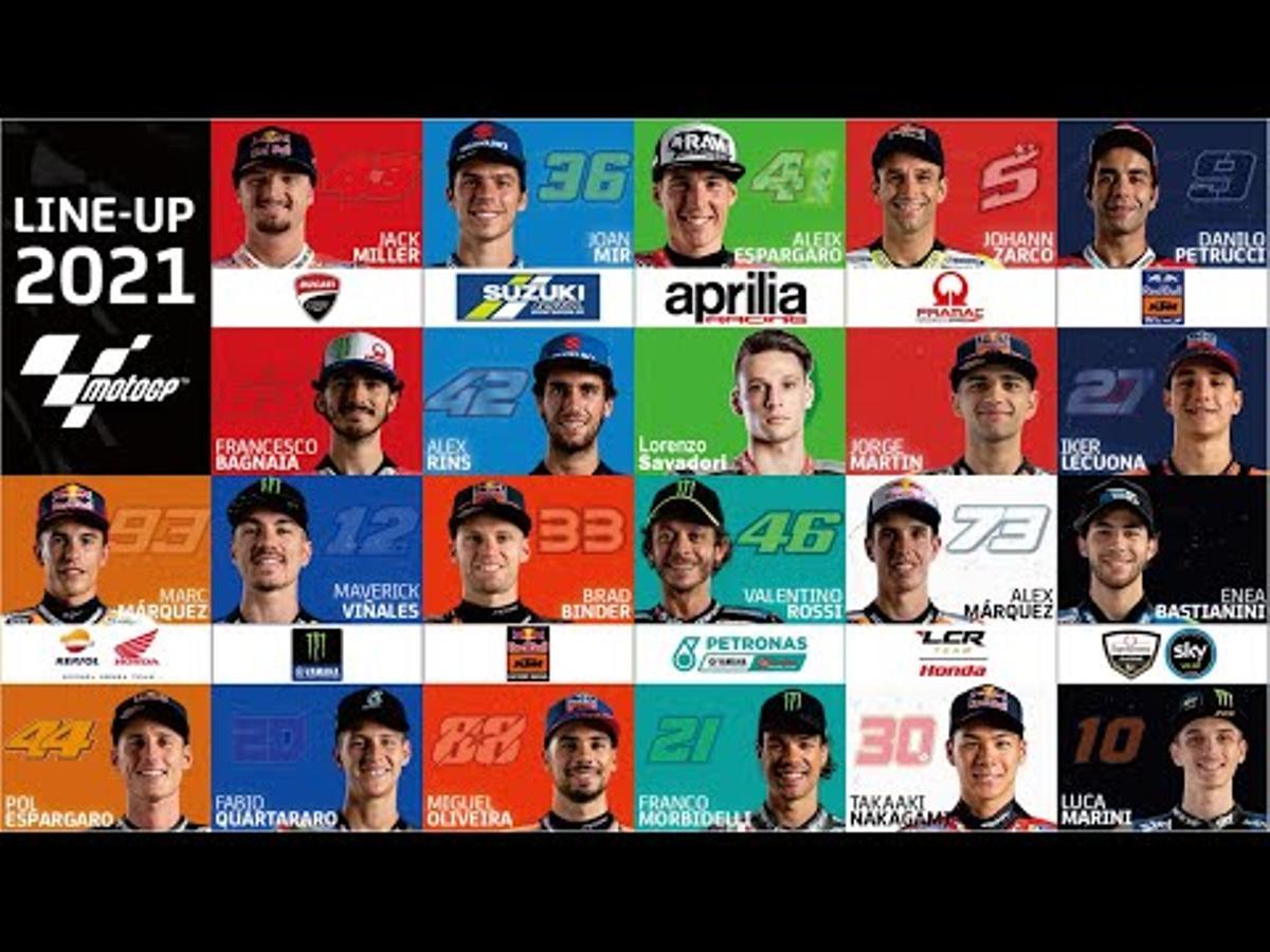 Esta será la alineación inicial para las carreras de MotoGP 2021.