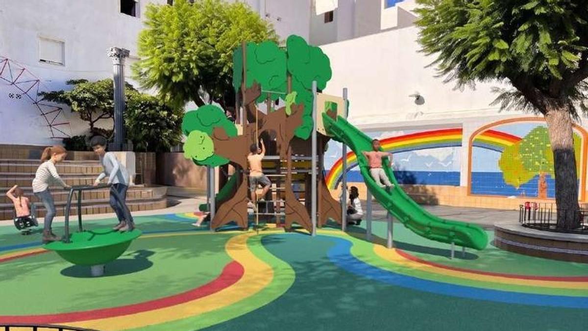 Recreación de cómo quedará el remodelado parque infantil
