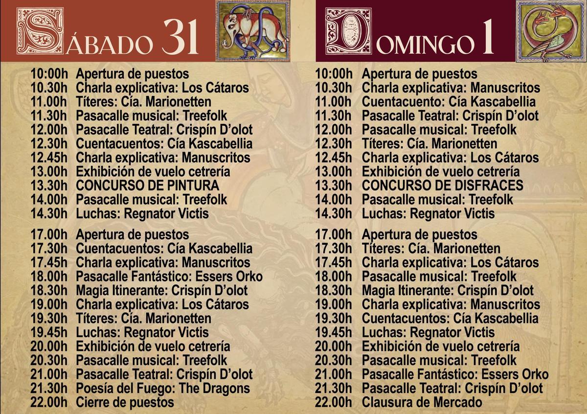 Actividades programadas el sábado 31 de mayo y domingo 1 de junio.