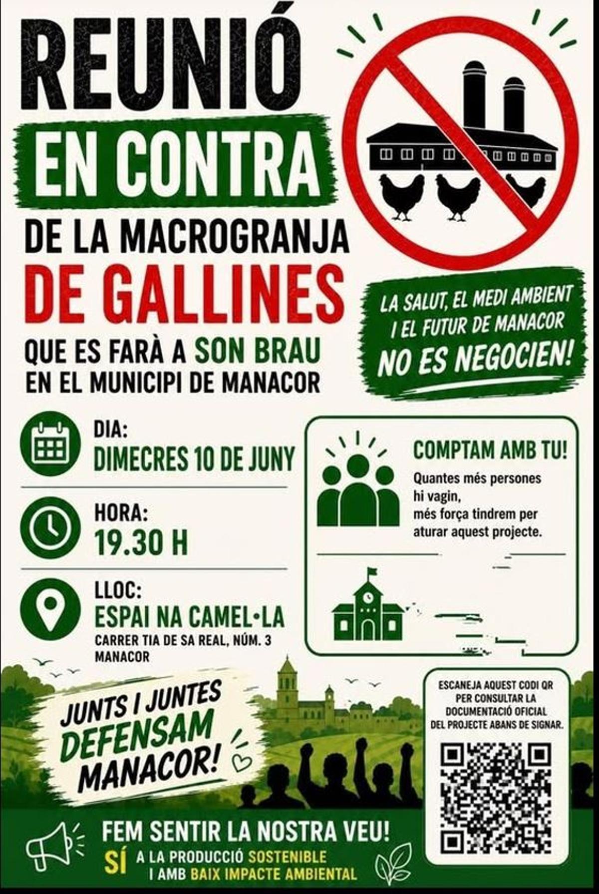 Cartel informativo de la reunión convocada este miércoles.