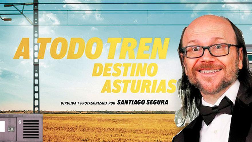 Arriba, el cartel de la película. A la derecha, Santiago Segura.