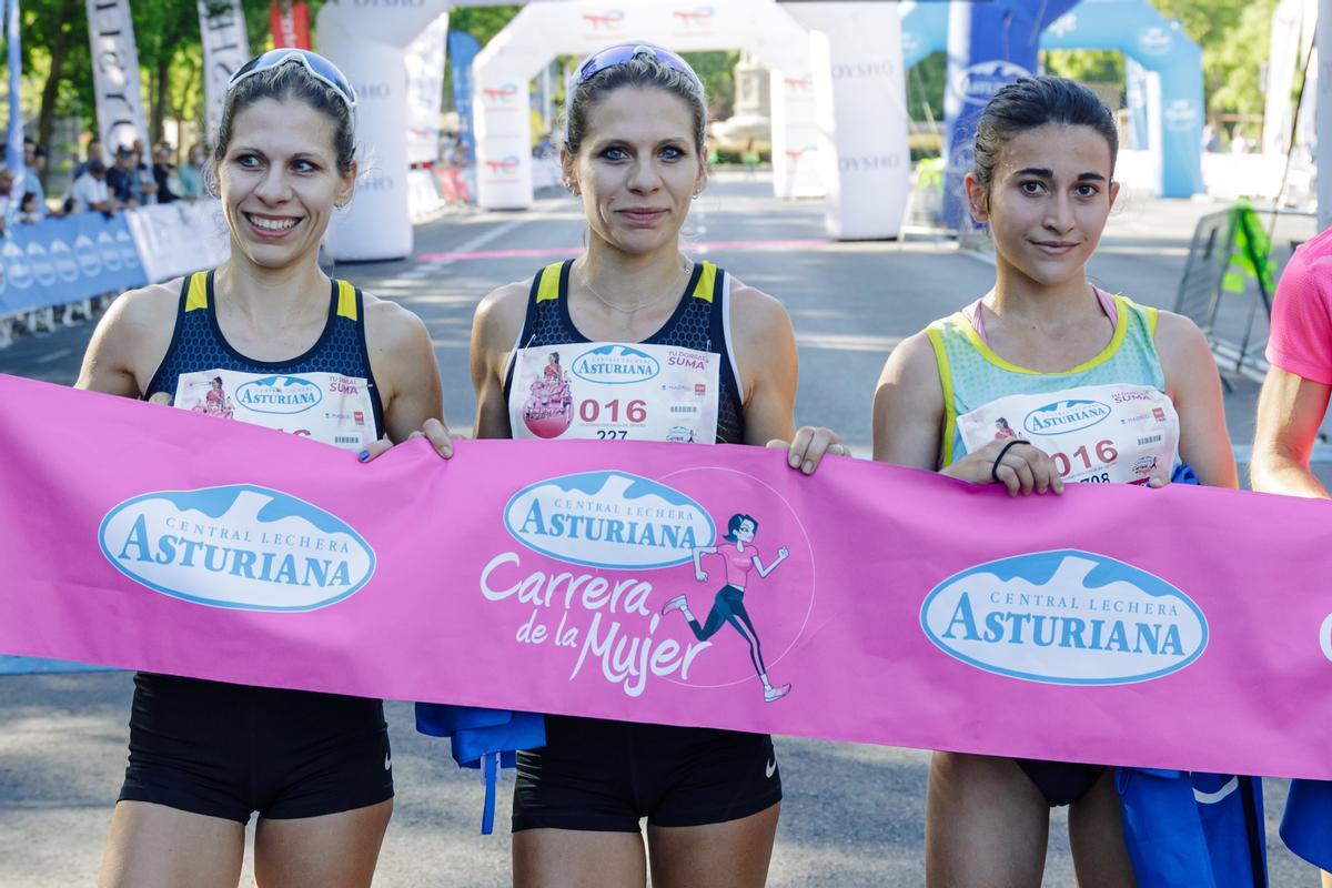 Las vencedoras de la Carrera de la Mujer disputada en Madrid este pasado domingo.