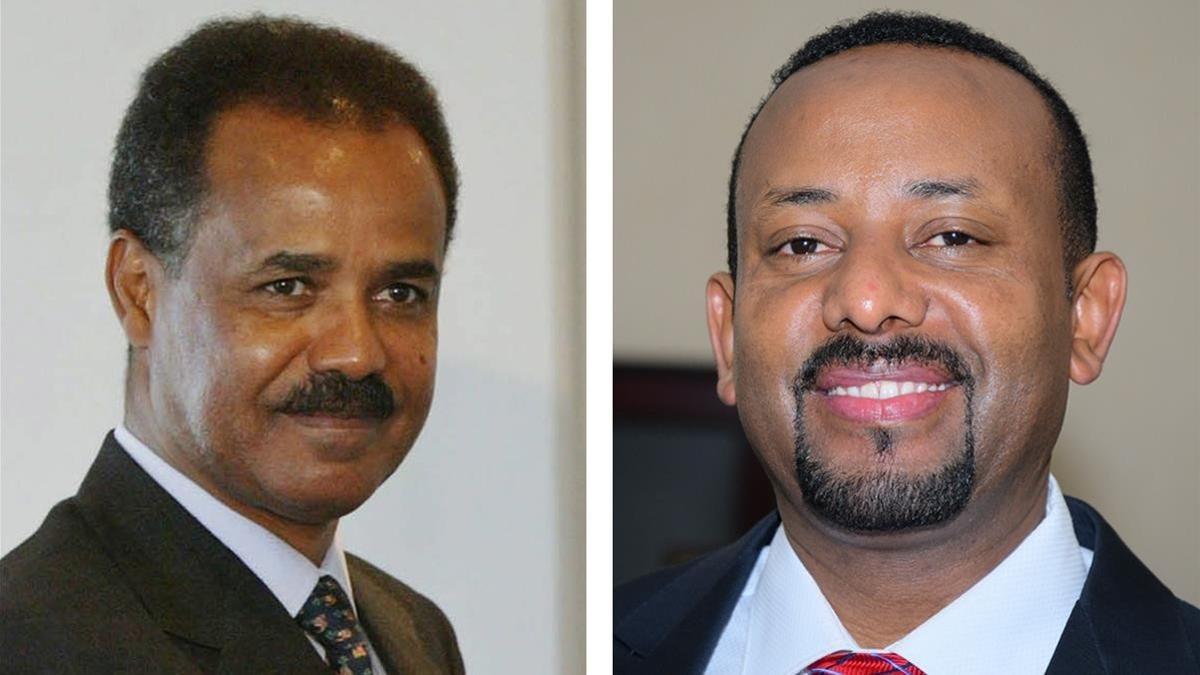 El presidente eritreo, Isaias Afwerki (izquierda) y el primer ministro etíope Abiy Ahmed (derecha)