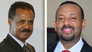 El presidente eritreo, Isaias Afwerki (izquierda) y el primer ministro etíope Abiy Ahmed (derecha)