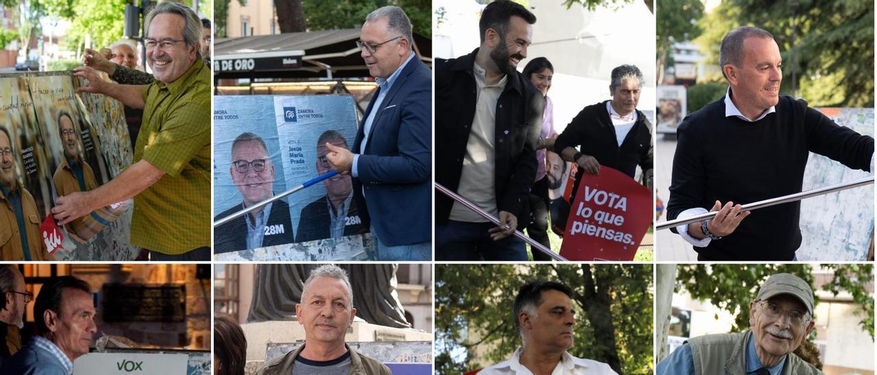 Pegada de carteles de los principales candidatos a la Alcaldía en las Elecciones Municipales de Zamora del 28M