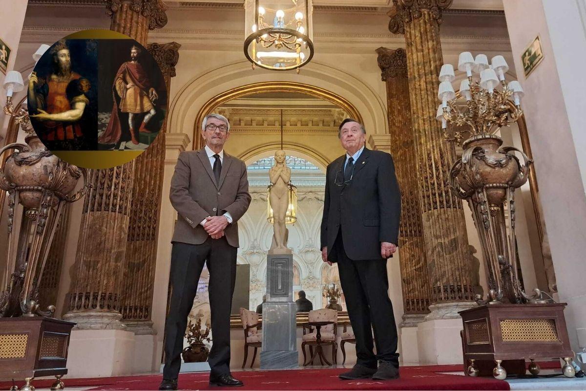 El historiador Jorge Miranda a la derecha de la imagen, acompañado a la izquierda del letrado Joaquín Sánchez Garrido