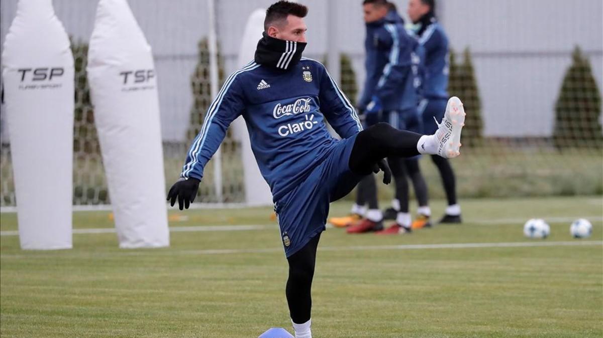 Messi en la concentración en Rusia con Argentina