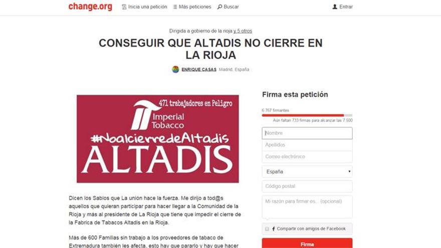 Un particular inicia una recogida de firmas en change.org contra el cierre de Altadis