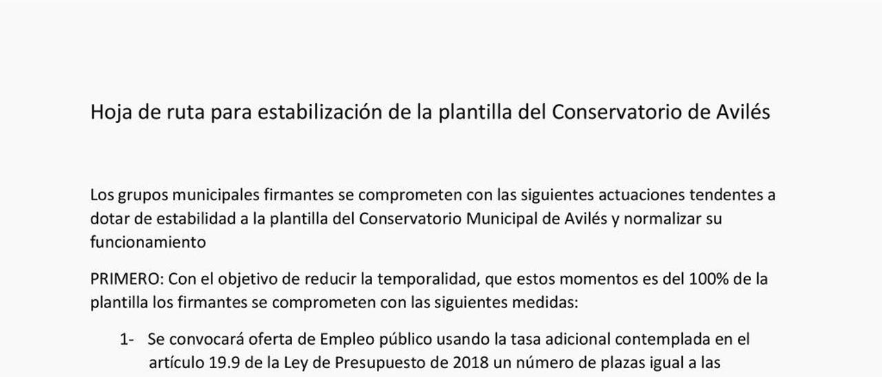 El texto íntegro de la propuesta. Subrayado, el párrafo sobre la negociación con el Principado.