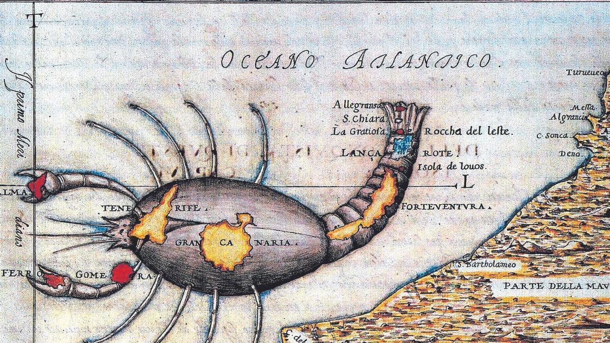 Mapa de Canarias elaborado por Leonardo Torriani.