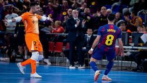Barcelona, en su victoria contra el Jimbee Cartagena (6-2) de la Primera División de Futsal