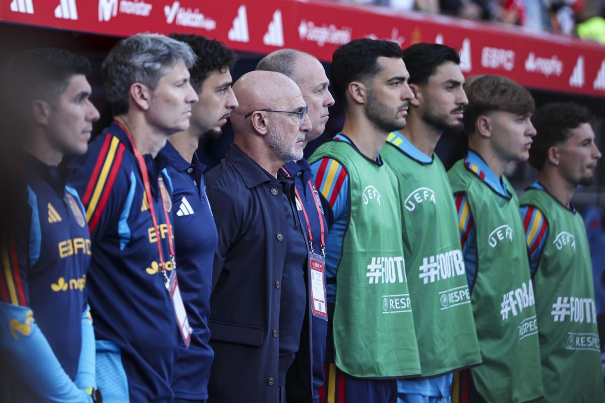 Luis de la Fuente, head coach of Spain looks on during the friendly international football match played between Spain and Iraq ahead the FIFA World Cup 2026 at Abanca Balaidos stadium on June 04, 2026, in A Coruna, Spain. AFP7 04/06/2026 ONLY FOR USE IN SPAIN. Irina R. Hipolito / AFP7 / Europa Press;2026;SPORT;ZSPORT;SOCCER;ZSOCCER;Spain V Iraq - FIFA World Cup 2026;