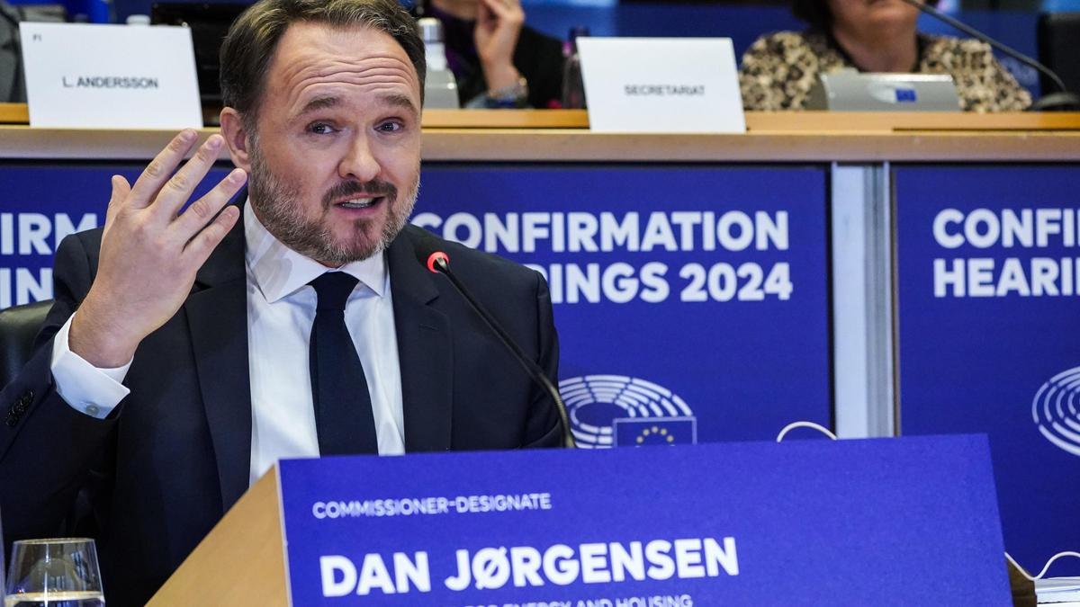 Dan Jørgensen, durante la audiencia de este martes en el Parlamento Europeo.