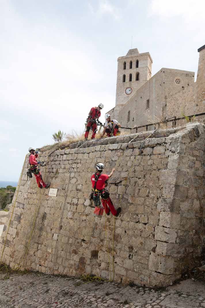 Arrancan los trabajos de limpieza de las murallas renacentistas de Ibiza