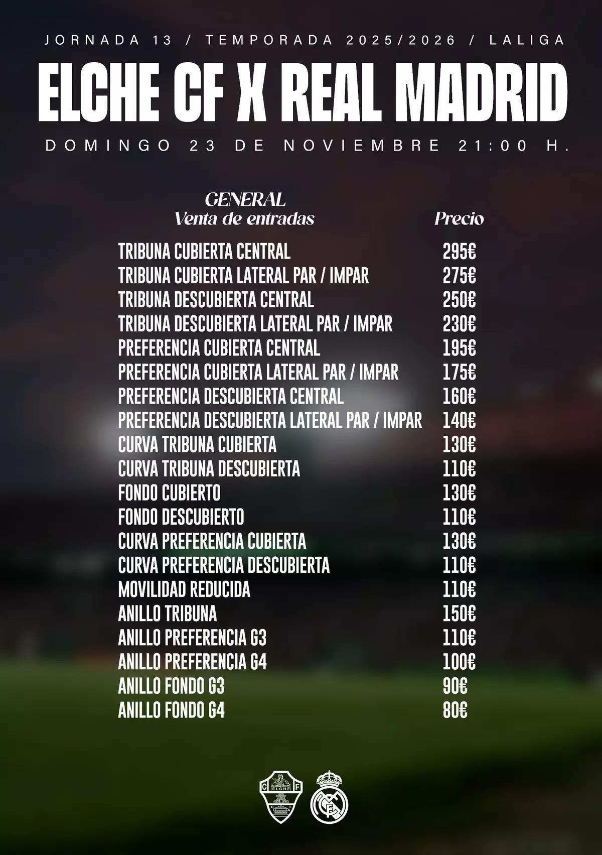 Cartel entradas para el público general.