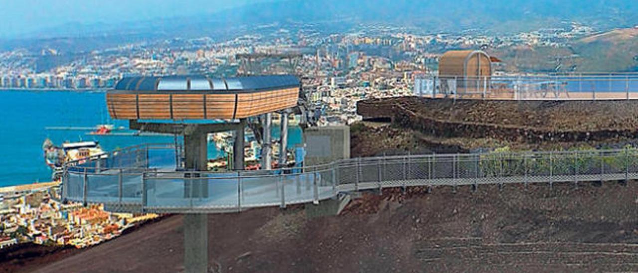 Recreación de la estación del teleférico en la montaña de El Vigía.