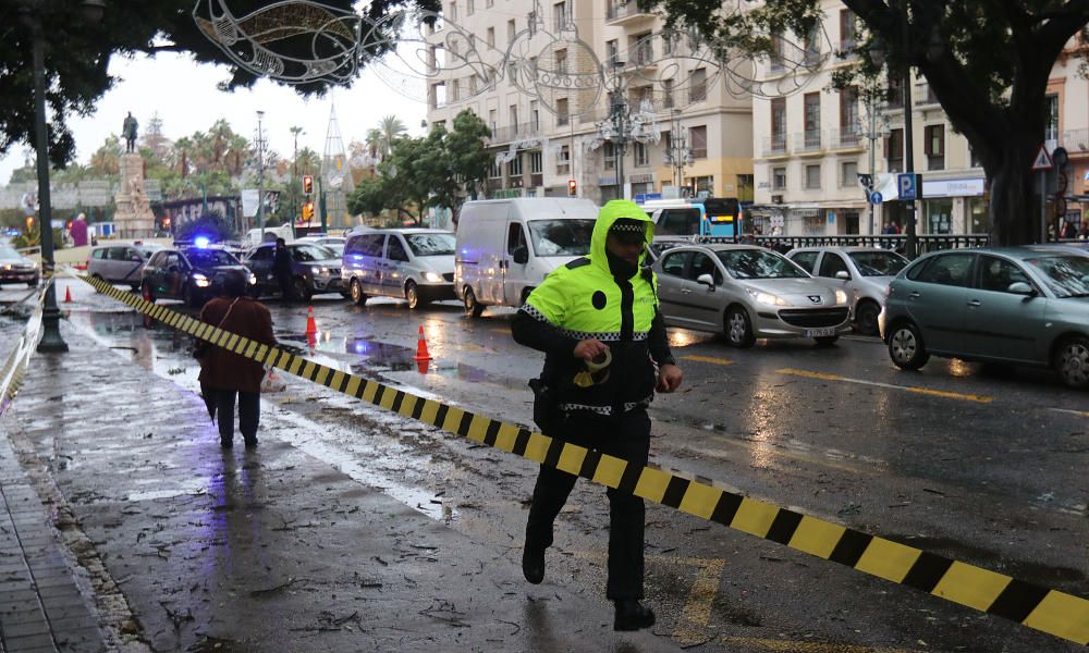 Incidencias de la borrasca Ana en Málaga capital