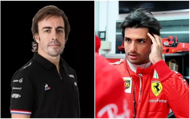 Fernando Alonso y Carlos Sainz: azul sobre rojo