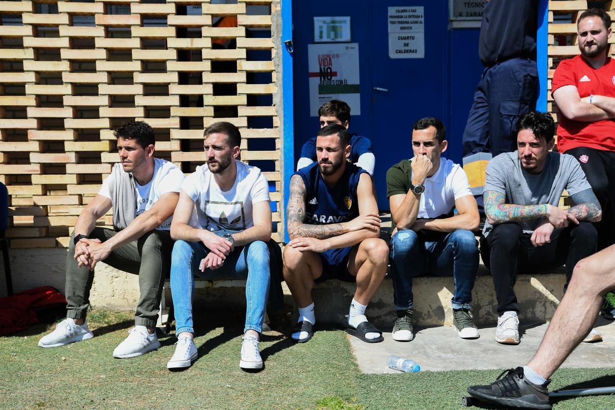 Javi Chocarro, preparador físico, Alberto Benito, Álvaro Vázquez, Linares y Cristian, en la temporada 18-19.