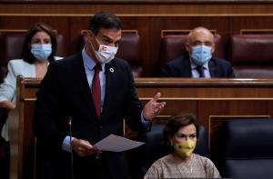 GRAF5187. MADRID, 16/09/2020.- El presidente del Gobierno, Pedro Sánchez durante su intervención en la sesión de control al Gobierno que se celebra este miércoles en el Congreso. EFE/ J.J. Guillén